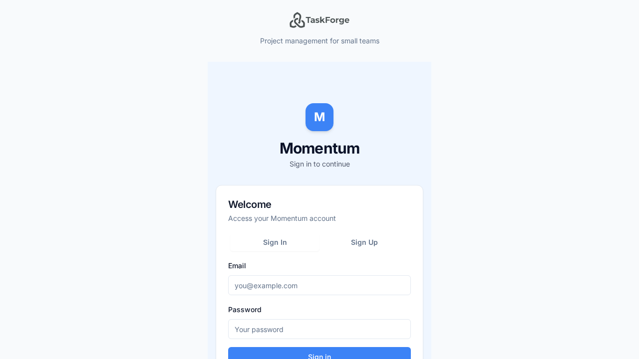 Momentum template preview